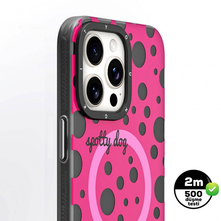 Apple iPhone 13 Pro Max Kılıf Magsafe Şarj Özellikli Polka Dot Desenli Youngkit Spots Serisi Kapak