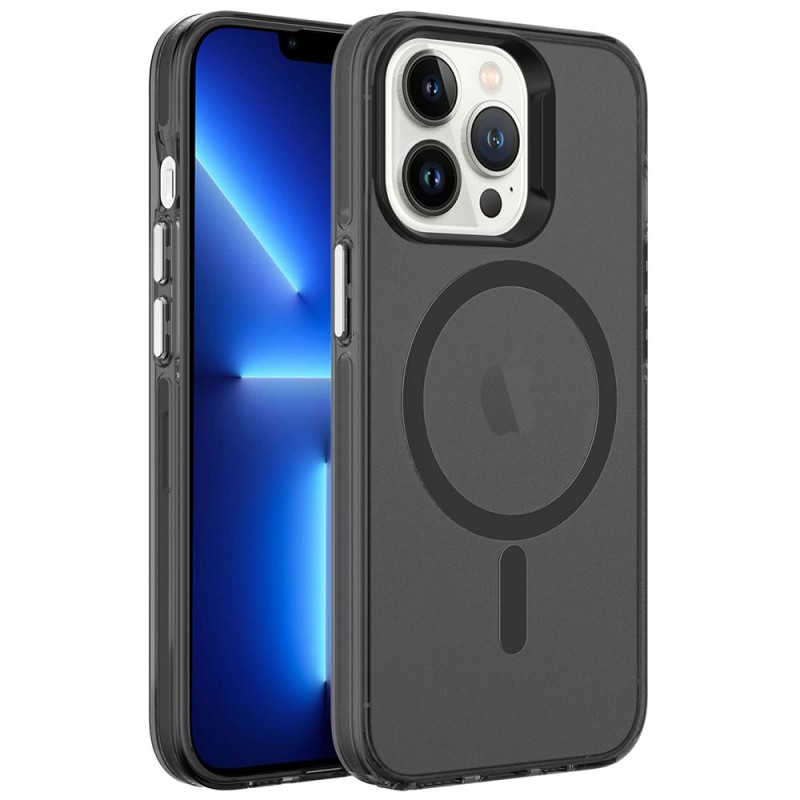 Bal-z Apple iPhone 13 Pro Max Kılıf  M-safe Şarj Özellikli Buzlu Transparan C-Pro Sert Kapak