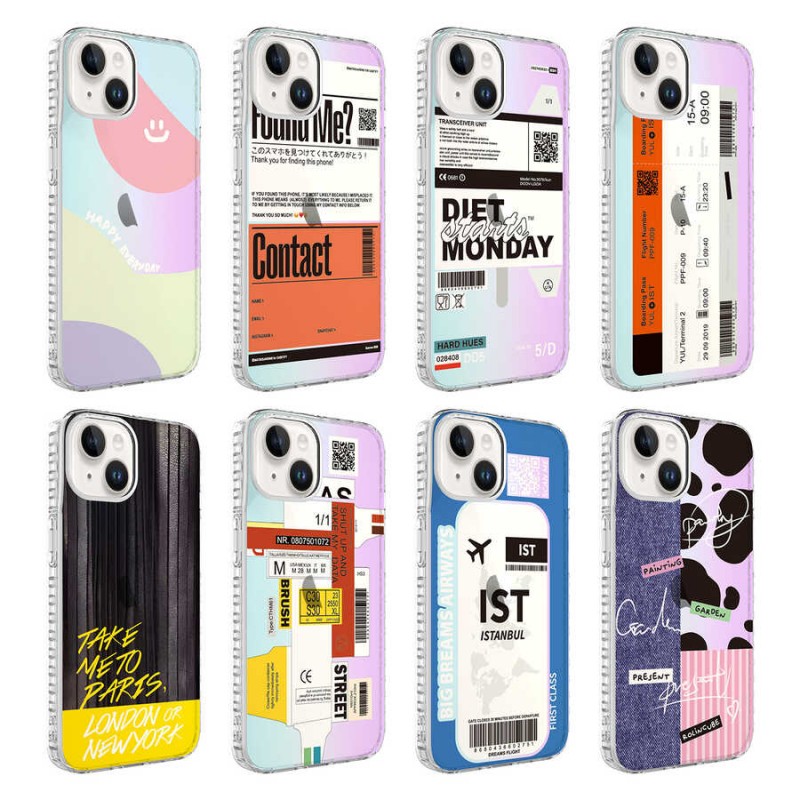 Bal-z Apple iPhone 14 Kılıf Airbag Kenarlı Renkli Desenli Silikon  Elegans Kapak