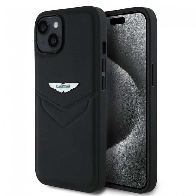 Apple iPhone 14 Kılıf Aston Martin Orjinal Lisanslı Victory Dizayn PU Deri Metal Logolu Kapak