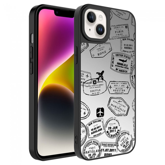 Apple iPhone 14 Kılıf Aynalı Desenli Kamera Korumalı Parlak Zore Mirror Kapak Apple iPhone 14 Kılıf Aynalı Desenli Kamera Korumalı Parlak Zore Mirror Kapak