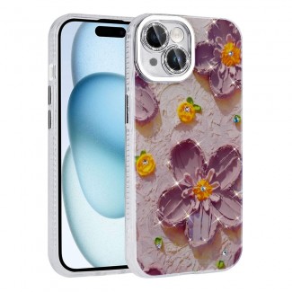 Apple iPhone 14 Kılıf Çiçek Desenli Parlak Taşlı Sert Silikon Zore Garden Kapak Apple iPhone 14 Kılıf Çiçek Desenli Parlak Taşlı Sert Silikon Zore Garden Kapak