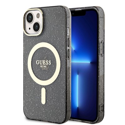 Bal-z Apple iPhone 14 Kılıf GUESS M-safe Şarj Özellikli Glitter Kapak
