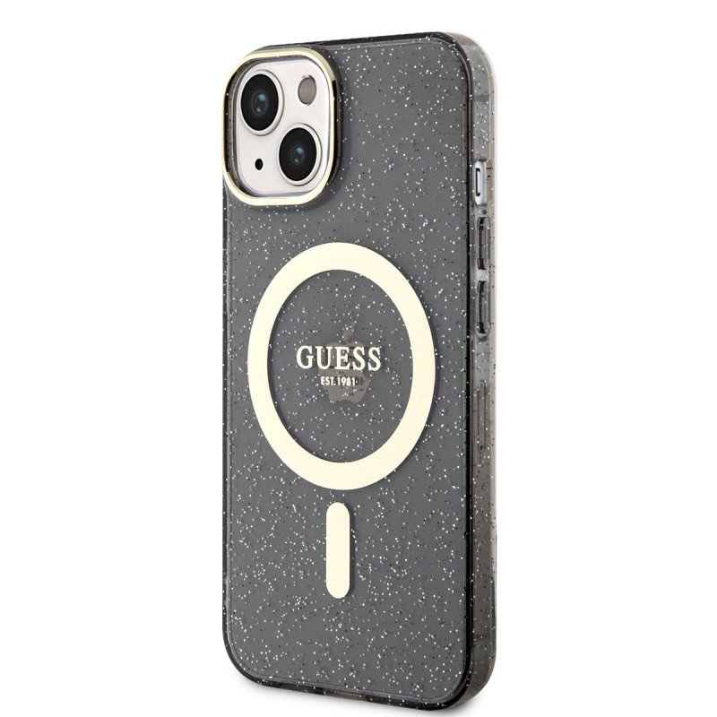Bal-z Apple iPhone 14 Kılıf GUESS M-safe Şarj Özellikli Glitter Kapak