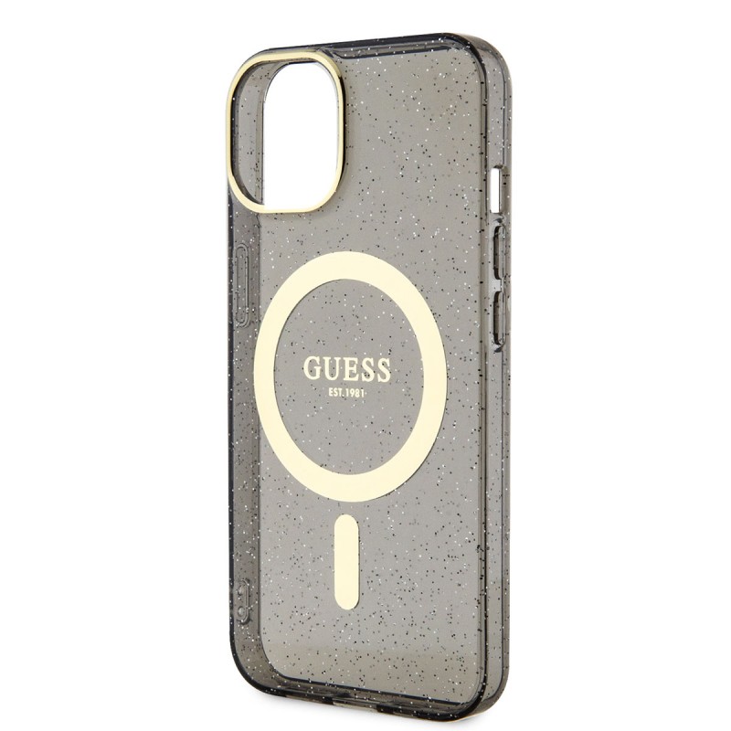 Bal-z Apple iPhone 14 Kılıf GUESS M-safe Şarj Özellikli Glitter Kapak