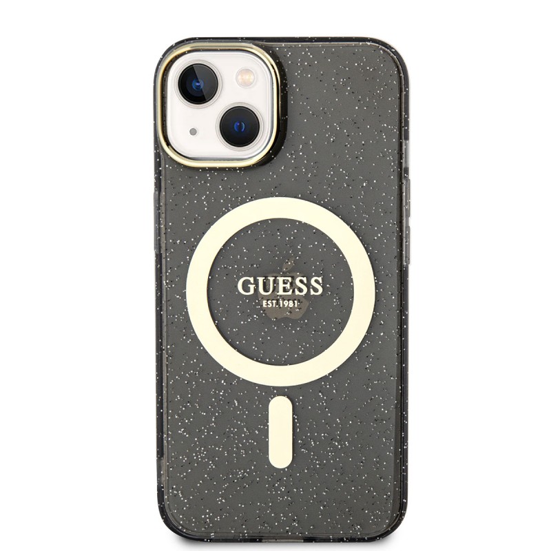 Bal-z Apple iPhone 14 Kılıf GUESS M-safe Şarj Özellikli Glitter Kapak