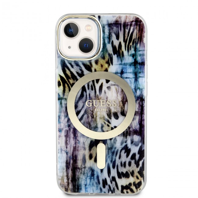 Apple iPhone 14 Kılıf GUESS Magsafe Şarj Özellikli Leopar Desenli Kapak Apple iPhone 14 Kılıf GUESS Magsafe Şarj Özellikli Leopar Desenli Kapak