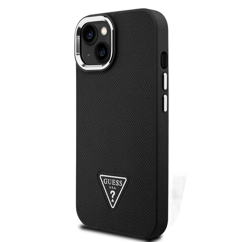 Bal-z Apple iPhone 14 Kılıf Guess Orjinal Lisanslı M-safe Şarj Özellikli Grained Triangle Kapak