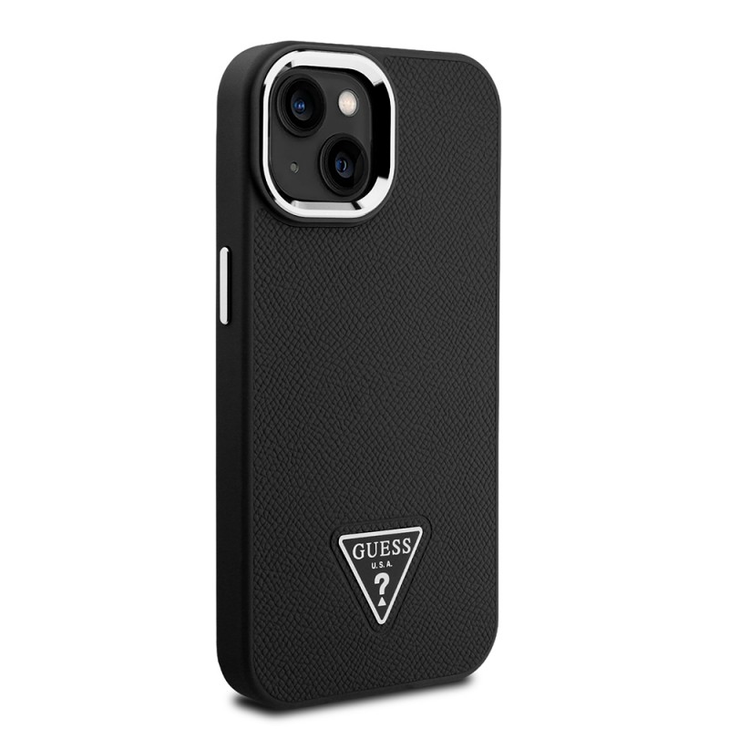 Bal-z Apple iPhone 14 Kılıf Guess Orjinal Lisanslı M-safe Şarj Özellikli Grained Triangle Kapak
