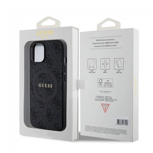 Apple iPhone 14 Kılıf Guess Orjinal Lisanslı Magsafe Şarj Özellikli 4G Desenli Yazı Logolu Kapak