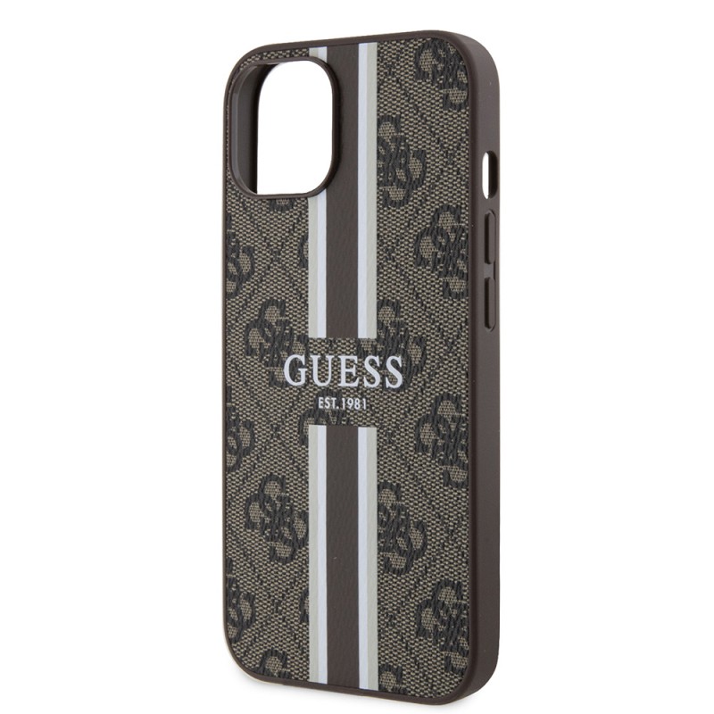 Bal-z Apple iPhone 14 Kılıf Guess Orjinal Lisanslı M-safe Şarj Özellikli 4G Şerit Tasarımlı Printed Kapak
