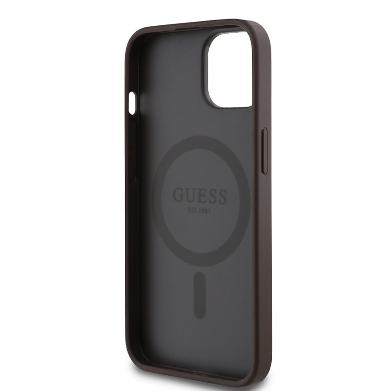 Bal-z Apple iPhone 14 Kılıf Guess Orjinal Lisanslı M-safe Şarj Özellikli Yazı Logolu Circle Classic Kapak