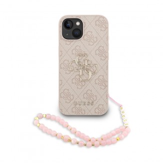 Apple iPhone 14 Kılıf Guess Orjinal Lisanslı PU Deri Bilek Askı İpli Metal Büyük 4G ve Yazı Logolu Kapak Apple iPhone 14 Kılıf Guess Orjinal Lisanslı PU Deri Bilek Askı İpli Metal Büyük 4G ve Yazı Logolu Kapak