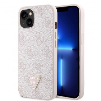 Apple iPhone 14 Kılıf Guess Orjinal Lisanslı PU Deri Taşlı Üçgen Logo 4G Desenli Kapak Apple iPhone 14 Kılıf Guess Orjinal Lisanslı PU Deri Taşlı Üçgen Logo 4G Desenli Kapak