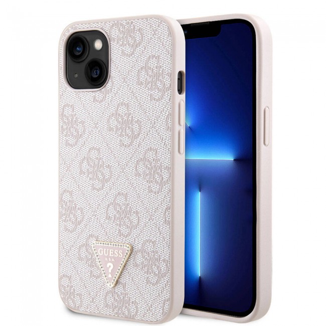 Apple iPhone 14 Kılıf Guess Orjinal Lisanslı PU Deri Taşlı Üçgen Logo 4G Desenli Kapak Apple iPhone 14 Kılıf Guess Orjinal Lisanslı PU Deri Taşlı Üçgen Logo 4G Desenli Kapak