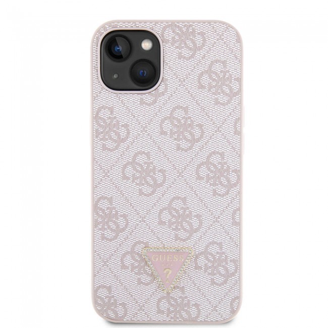 Apple iPhone 14 Kılıf Guess Orjinal Lisanslı PU Deri Taşlı Üçgen Logo 4G Desenli Kapak Apple iPhone 14 Kılıf Guess Orjinal Lisanslı PU Deri Taşlı Üçgen Logo 4G Desenli Kapak