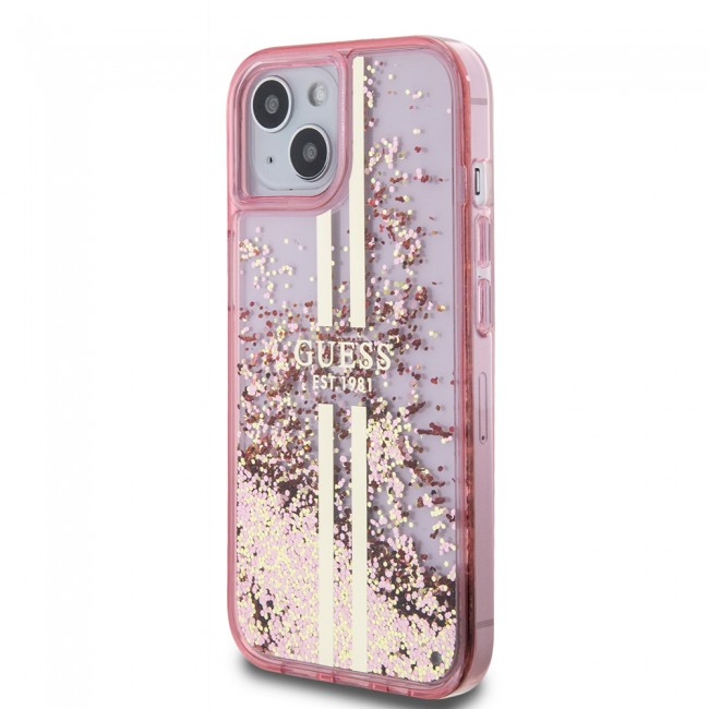 Apple iPhone 14 Kılıf Guess Orjinal Lisanslı Transparan Sıvılı Simli Altın Çizgili Kapak Apple iPhone 14 Kılıf Guess Orjinal Lisanslı Transparan Sıvılı Simli Altın Çizgili Kapak