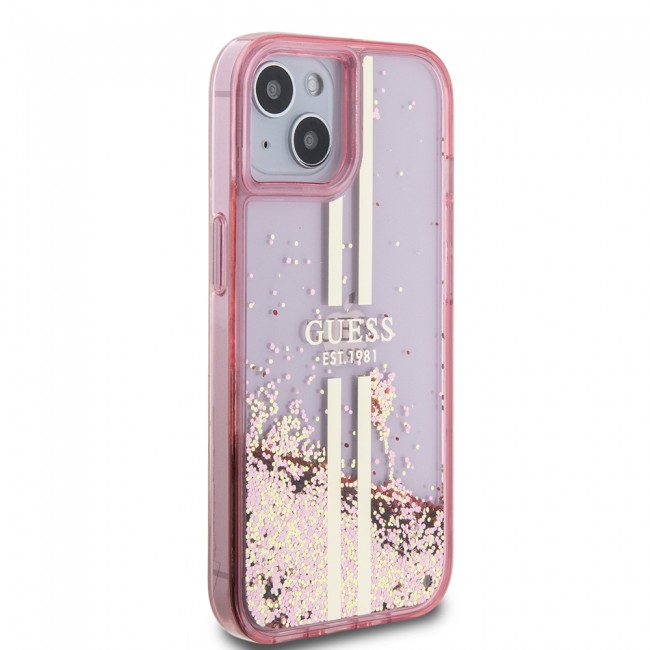 Apple iPhone 14 Kılıf Guess Orjinal Lisanslı Transparan Sıvılı Simli Altın Çizgili Kapak Apple iPhone 14 Kılıf Guess Orjinal Lisanslı Transparan Sıvılı Simli Altın Çizgili Kapak