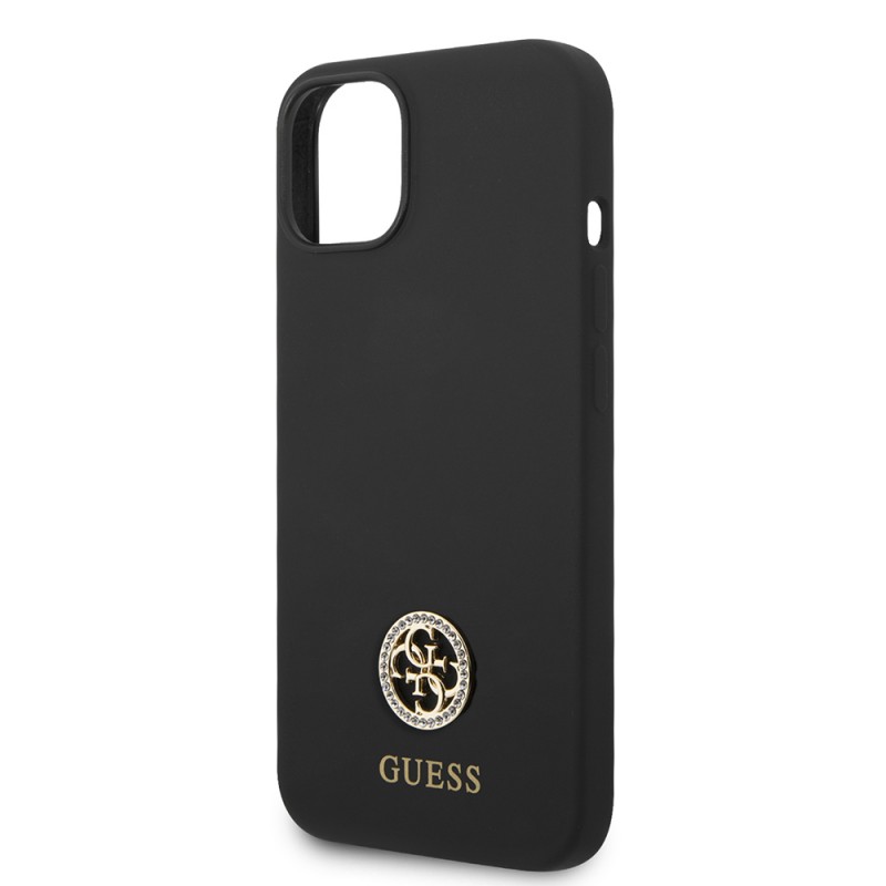 Bal-z Apple iPhone 14 Kılıf Guess Orjinal Lisanslı Yazı ve Taşlı 4G Logolu Silikon Kapak