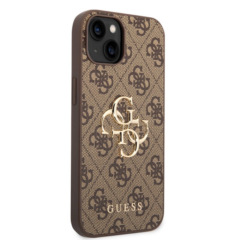 Bal-z Apple iPhone 14 Kılıf Guess PU Deri Büyük Metal Logo Dizaynlı Kapak