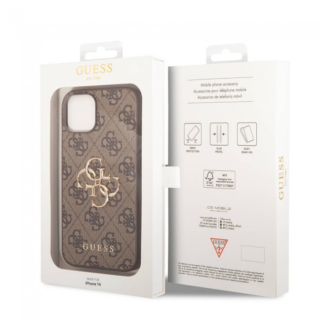 Apple iPhone 14 Kılıf Guess PU Deri Büyük Metal Logo Dizaynlı Kapak Apple iPhone 14 Kılıf Guess PU Deri Büyük Metal Logo Dizaynlı Kapak