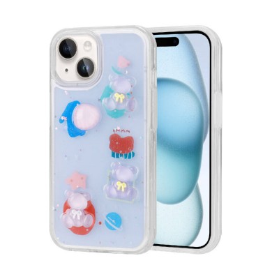 Bal-z Apple iPhone 14 Kılıf Kabartma Figürlü Parlak  Minimini Silikon Kapak