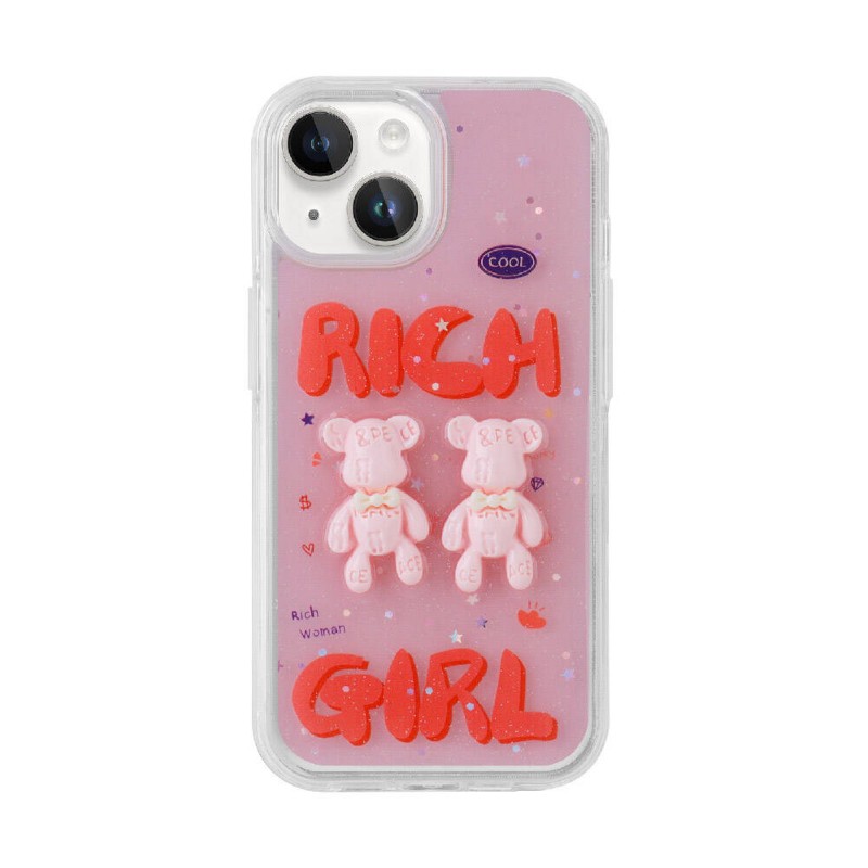 Bal-z Apple iPhone 14 Kılıf Kabartma Figürlü Parlak  Minimini Silikon Kapak