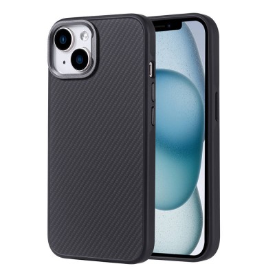 Bal-z Apple iPhone 14 Kılıf M-safe Şarj Özellikli Karbon Fiber Görünümlü  Troy Kapak