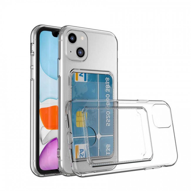 Apple iPhone 14 Kılıf Kartlıklı Şeffaf Zore Setra Clear Silikon Kapak Apple iPhone 14 Kılıf Kartlıklı Şeffaf Zore Setra Clear Silikon Kapak
