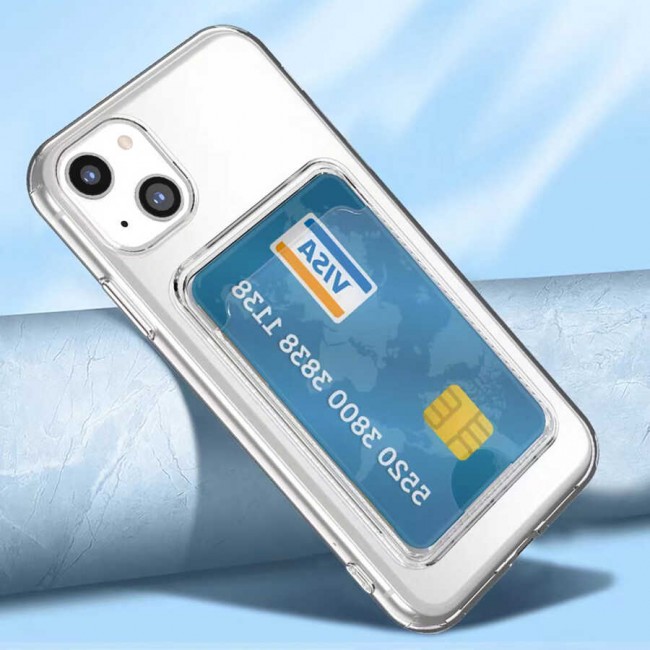 Apple iPhone 14 Kılıf Kartlıklı Şeffaf Zore Setra Clear Silikon Kapak Apple iPhone 14 Kılıf Kartlıklı Şeffaf Zore Setra Clear Silikon Kapak