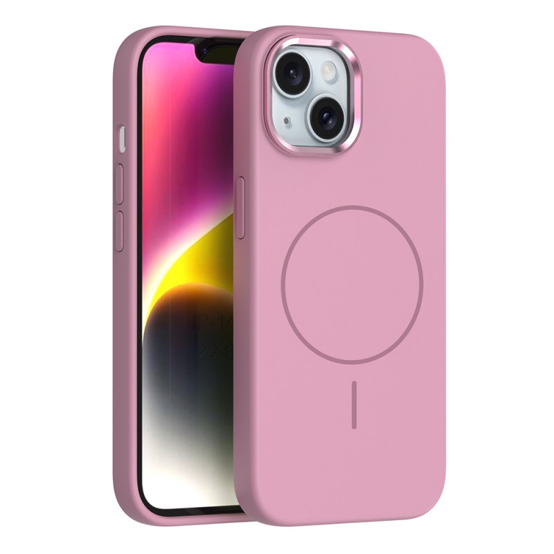 Bal-z Apple iPhone 14 Kılıf M-Safe Şarj Özellikli Metal Kamera Çerçeveli Zore Edi Silikon Kapak