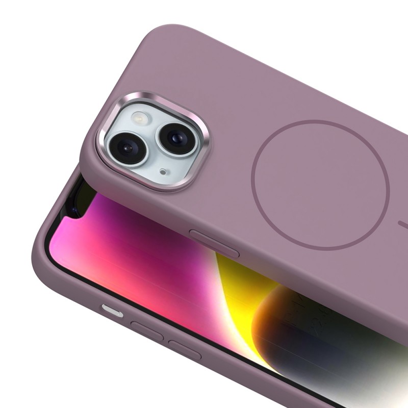 Bal-z Apple iPhone 14 Kılıf M-Safe Şarj Özellikli Metal Kamera Çerçeveli Zore Edi Silikon Kapak