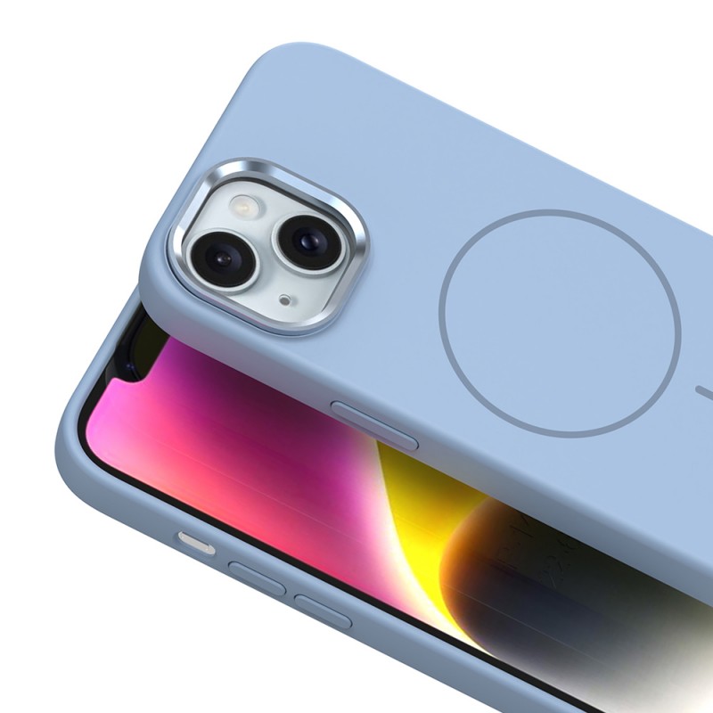 Bal-z Apple iPhone 14 Kılıf M-Safe Şarj Özellikli Metal Kamera Çerçeveli Zore Edi Silikon Kapak