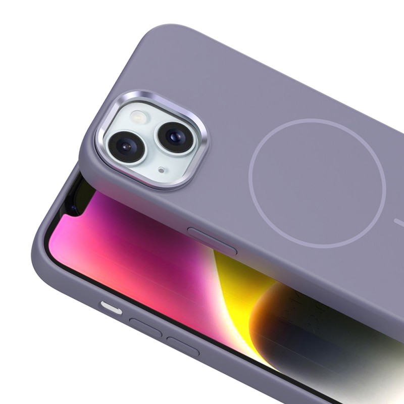 Bal-z Apple iPhone 14 Kılıf M-Safe Şarj Özellikli Metal Kamera Çerçeveli Zore Edi Silikon Kapak