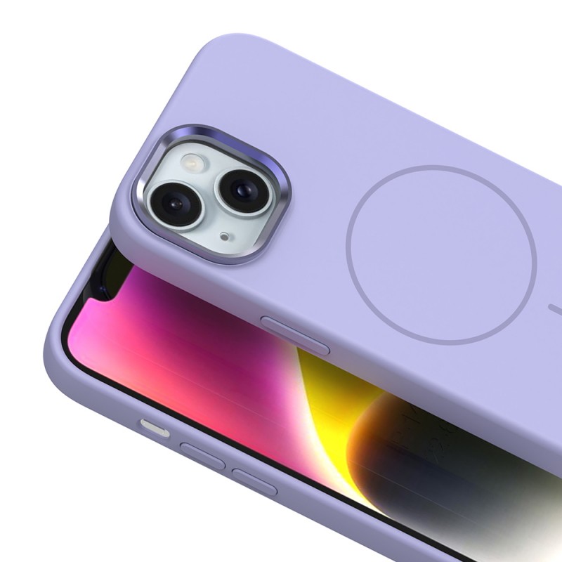 Bal-z Apple iPhone 14 Kılıf M-Safe Şarj Özellikli Metal Kamera Çerçeveli Zore Edi Silikon Kapak