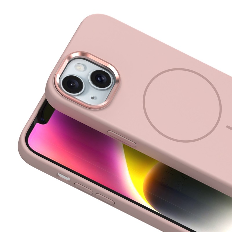 Bal-z Apple iPhone 14 Kılıf M-Safe Şarj Özellikli Metal Kamera Çerçeveli Zore Edi Silikon Kapak