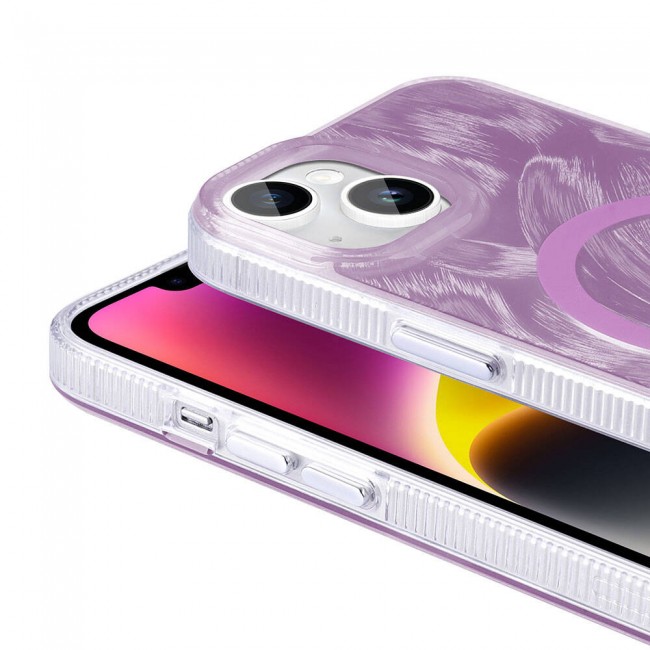 Apple iPhone 14 Kılıf Magsafe Şarj Özellikli Fırça Boya Desenli Zore Palet Kapak Apple iPhone 14 Kılıf Magsafe Şarj Özellikli Fırça Boya Desenli Zore Palet Kapak