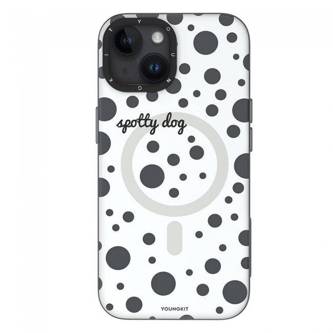 Apple iPhone 14 Kılıf Magsafe Şarj Özellikli Polka Dot Desenli Youngkit Spots Serisi Kapak Apple iPhone 14 Kılıf Magsafe Şarj Özellikli Polka Dot Desenli Youngkit Spots Serisi Kapak
