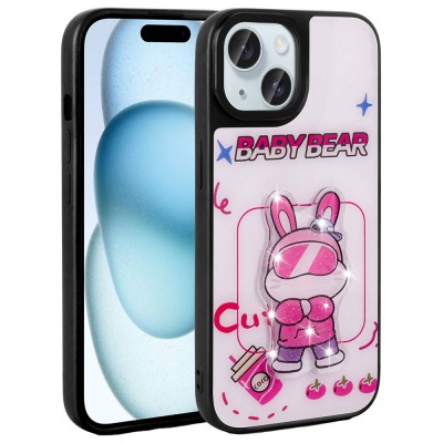 Bal-z Apple iPhone 14 Kılıf Parlayan Kabartmalı İkonik Figürlü  Amas Silikon Kapak