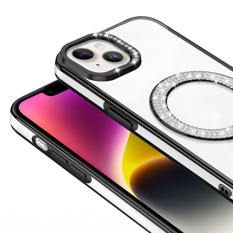 Bal-z Apple iPhone 14 Kılıf Pırlanta Taş Tasarımlı M-safe Şarj Özellikli Zore Karetta Silikon Kapak