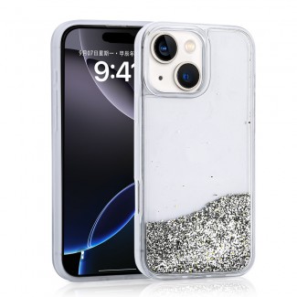 Apple iPhone 14 Kılıf Sıvılı Simli Şeffaf Arka Yüzey Zore Keto Silikon Kapak Apple iPhone 14 Kılıf Sıvılı Simli Şeffaf Arka Yüzey Zore Keto Silikon Kapak