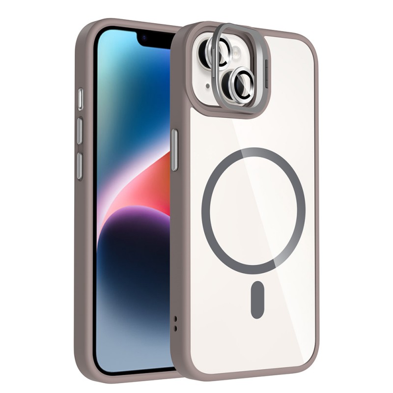 Bal-z Apple iPhone 14 Kılıf Standlı ve Kamera Lens Hediyeli M-Safe Şarj Özellikli Zore Etro Kapak