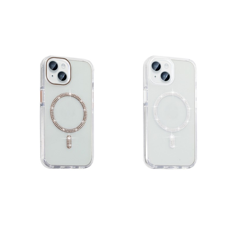 Bal-z Apple iPhone 14 Kılıf Taşlı Tasarım M-safe Şarj Özellikli Zore Koment Silikon Kapak