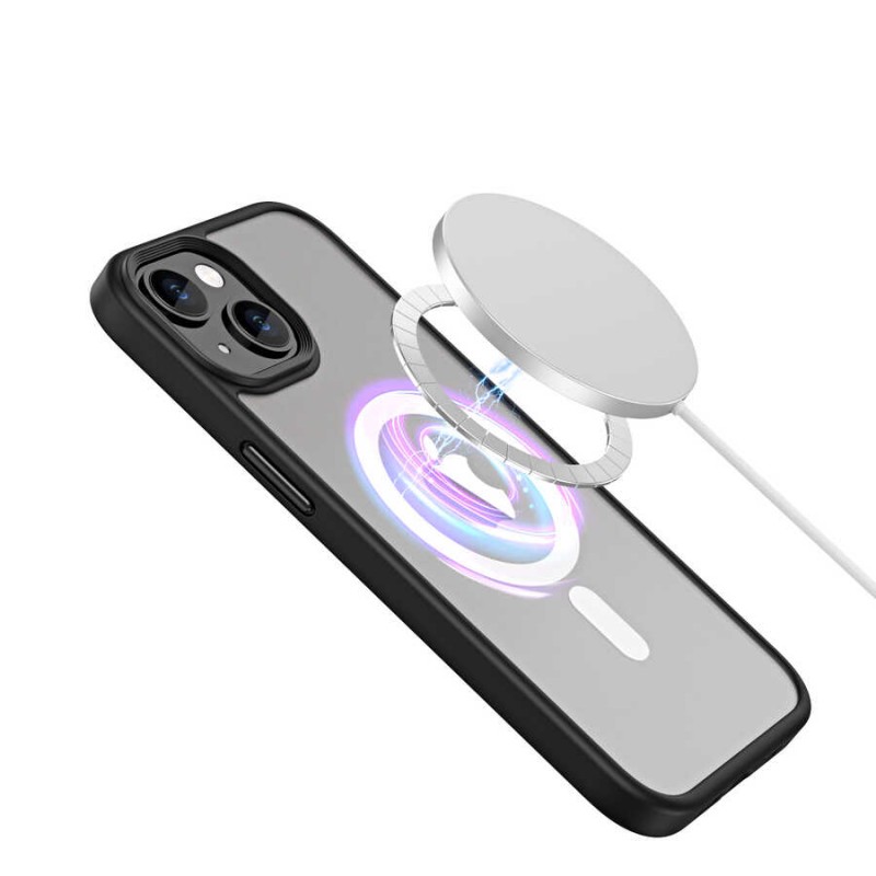 Bal-z Apple iPhone 14 Kılıf Wireless Şarj Özellikli  Hibrit M-safe Kapak