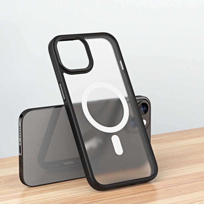 Bal-z Apple iPhone 14 Kılıf Wireless Şarj Özellikli  Hibrit M-safe Kapak