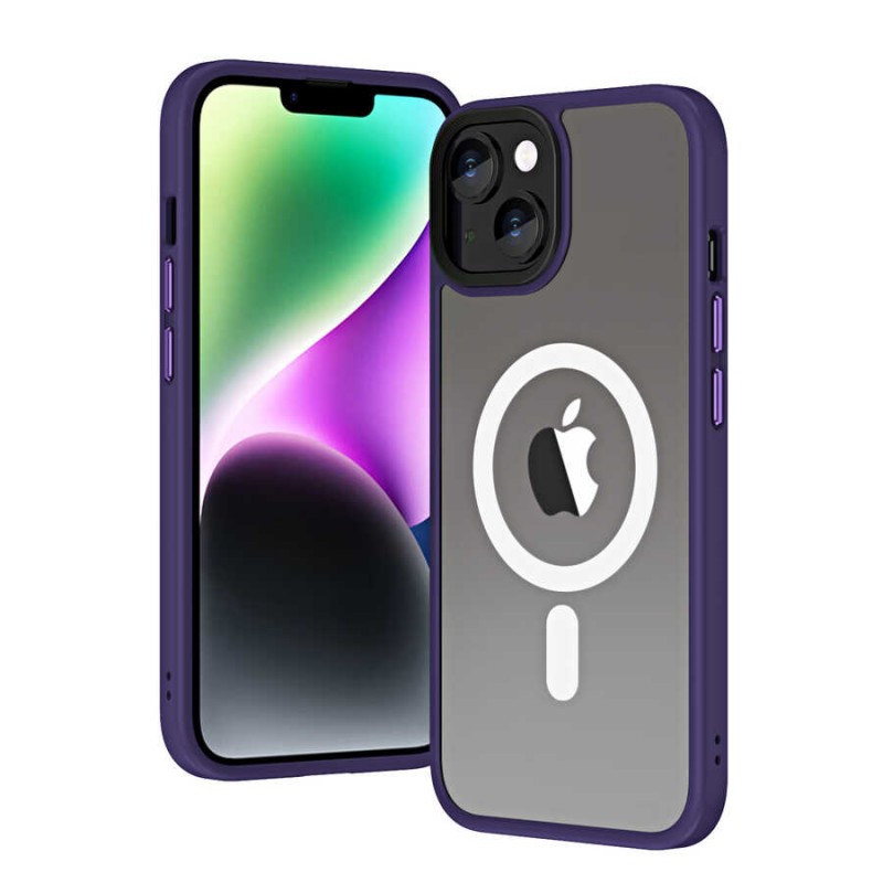 Bal-z Apple iPhone 14 Kılıf Wireless Şarj Özellikli  Hibrit M-safe Kapak