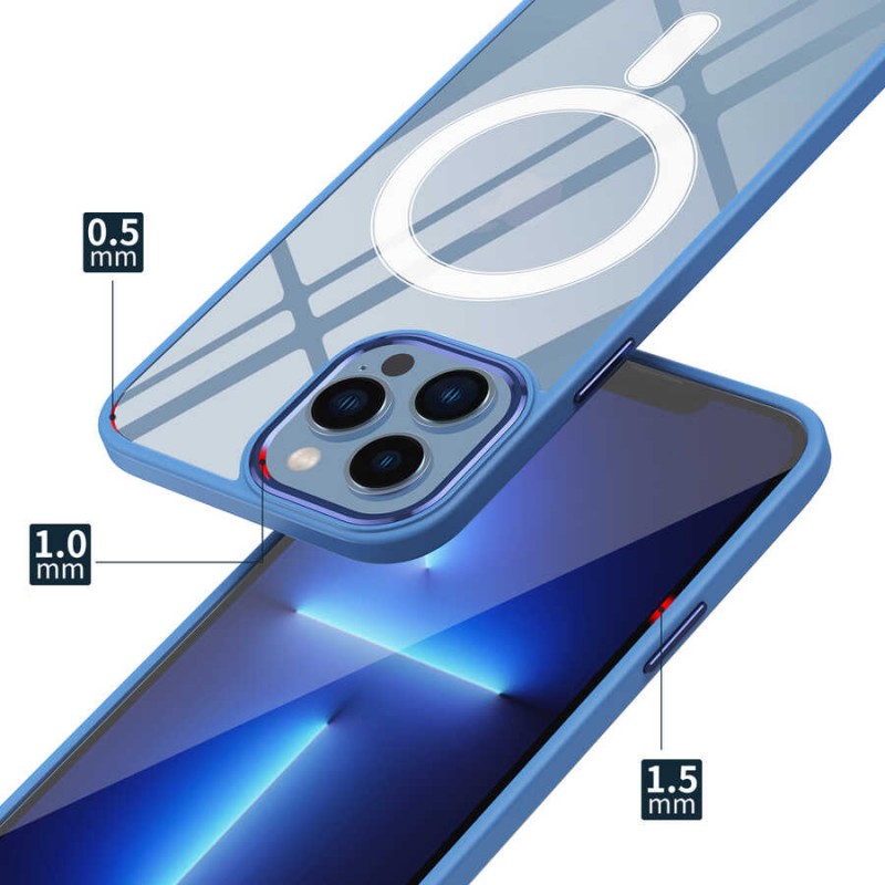 Bal-z Apple iPhone 14 Kılıf Wireless Şarj Özellikli  Krom M-safe Silikon Kapak