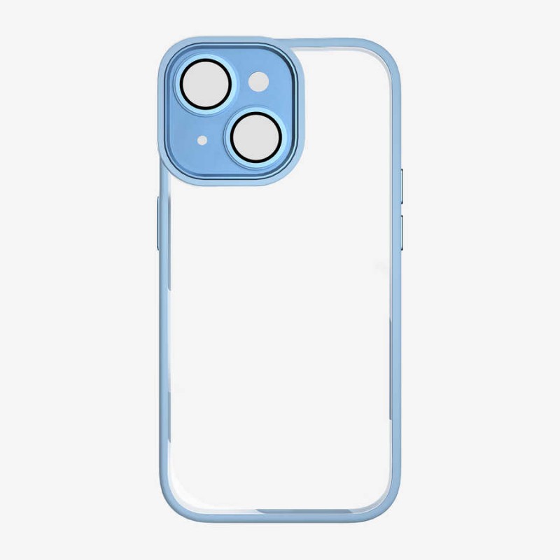 Bal-z Apple iPhone 14 Kılıf Wiwu VCC-104 Lens Korumalı Renkli Kenar Arkası Şeffaf Vivid Clear Kapak