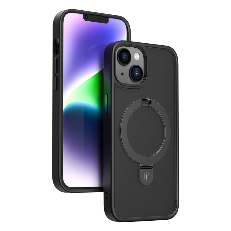 Bal-z Apple iPhone 14 Kılıf Wiwu ZMM-010 M-safe Şarj Özellikli Parmak İzi Bırakmayan Mat Transparan Standlı Kapak