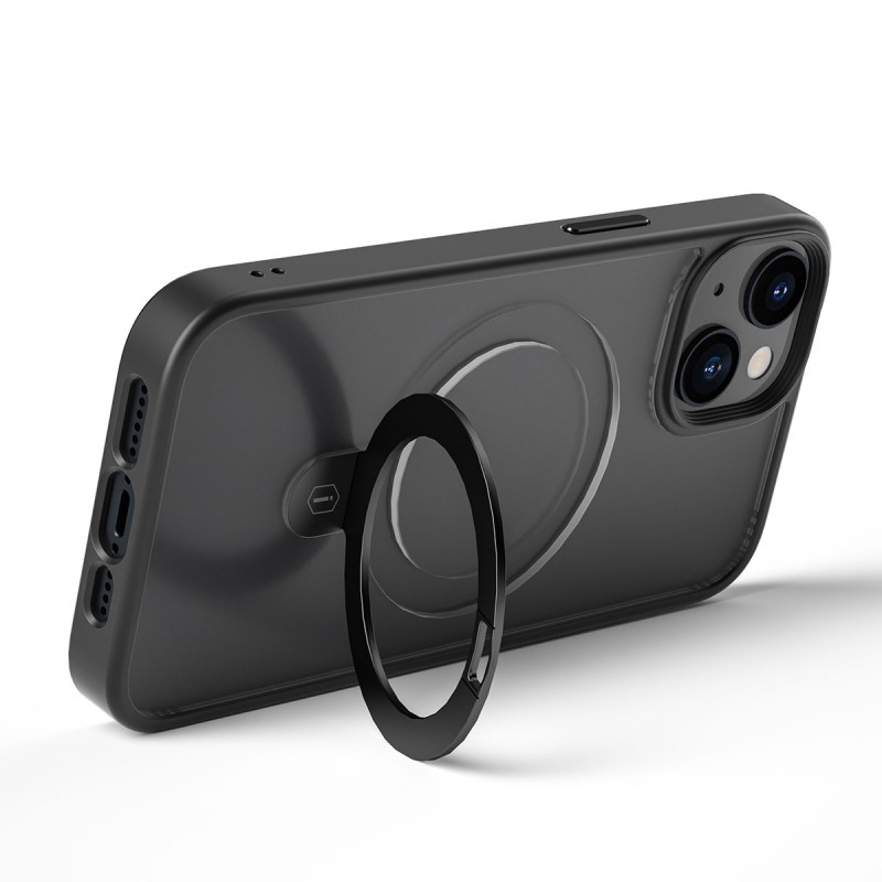 Bal-z Apple iPhone 14 Kılıf Wiwu ZMM-010 M-safe Şarj Özellikli Parmak İzi Bırakmayan Mat Transparan Standlı Kapak